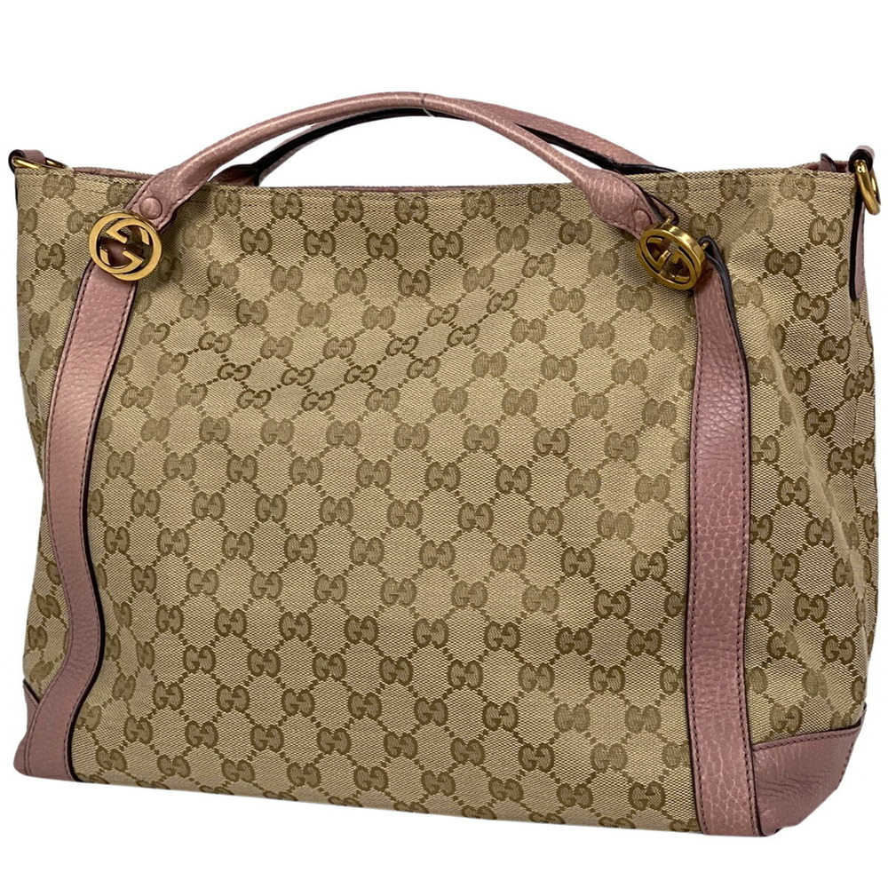 Gucci GG tote bag shoulder canvas beige pink